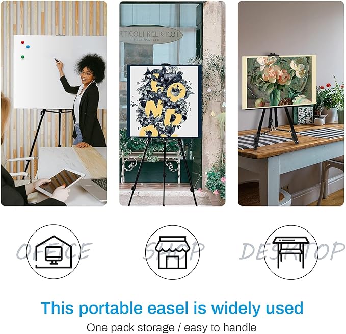 RRFTOK Artist Easel Stand,Metal Tripod Adjustable Easel for Painting Canvases Height from 21" to 66" with Reinforced Triangle,Carry Bag for Table-Top/Floor Drawing and Didplaying(3pack).