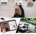 ProCase Portfolio Business Padfolio Folder with Zipper, Conference Meeting Executive File Legal Document Organizer with Pockets Letter Size A4 Writing Pad Notepad Padfolio -Brown