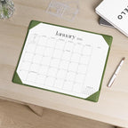 Cabbrix Desk Calendar 2026 with Desktop Mat, Simplified Medium Desk Pad Calendar 15" x 12" January 2026 to June 2027, Desk Blotter Calendar for Home School and Office (Green)