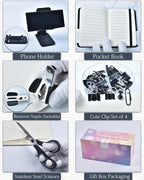 LXEVIHK 20Pcs Black Desk Organizers and Accessories With Mesh Desk Organizer and 360°Rotating Pen Holder and a Lot of Office Black Office Supplies Beautifully Presented in a Gift Box