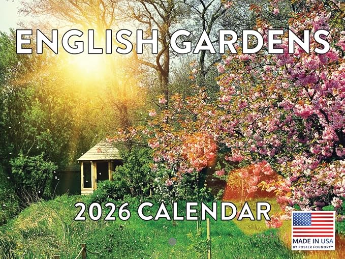 English Garden Calendar 2026 Monthly Wall Calender 12 Month | American Made In The USA