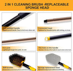 Yocada Tub Tile Scrubber Brush 2 in 1 Cleaning Brush 58.2 Inch Adjustable Telescopic Pole Stiff Bristles Scouring Pads for Cleaning Bathroom Kitchen Toilet Wall Tub Tile Sink Non Scratch