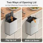 Mbillion Kitchen Compost Bin Hanging Trash Can with Lid 2.1 Gallon Stainless Steel Garbage Can for Kitchen Cabinet Door Mounted Trash Can Under Sink Door RV Bathroom,Silver