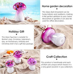 Hand Blown Glass Pink Mushrooms Paperweight for Birthday Gift,Home Decor Collectible,Garden Office Decor Lovers.