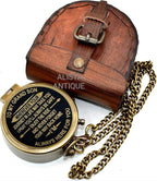 Vintage Brass Pocket Compass Gift for Grandson “to My Grandson” Engraved Compass with Leather Case & Chain | Meaningful Keepsake for Grandson | Birthday Gift | Graduation Day Gifts