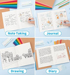 12 Pack Composition Notebook Journals Bulk, 7-1/2" x 9-3/4", Wide Ruled Paper, 30 Sheets/60 Pages, Kraft Cover with Rainbow Spines, 12 Colors School Lined Notebook Journal for Work Study Note Taking