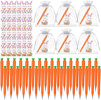 Eaasty 36 Set Easter Gifts Bulk Carrot Ballpoint Pens with Bunny Cards Happy Easter Spring Party Favors Black Ink Gel Pens for Office Stationery Supplies School Classroom Home Party Decoration