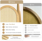 3-Panel Hand-Woven Rattan Room Divider, Tall Foldable Privacy Screen with Wooden Frame - Freestanding Portable Partition for Home Office, Bedroom, Bathroom(Natural-Wave)