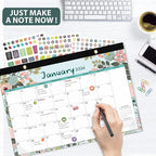 Desk Calendar 2026, Monthly Desktop Large Calendar (Jan 2026 - Jun 2027) 17" x 12" Desk Wall Planner for Family Teacher School Office Supplies, Flower