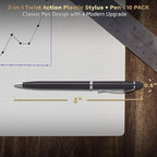 DISCOUNT PROMOS Twist Action Plastic Stylus Pens, Set of 10, Bulk Pack - Pens for Work, Cool Pens for Writing, Black Ink - Black