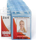 Mifflin-USA Large (L) Vertical ID Badge Holders (Clear, 3x4 inch, 1000 Pack), Plastic Nametag Covers with Zipper, Name Tag Holder