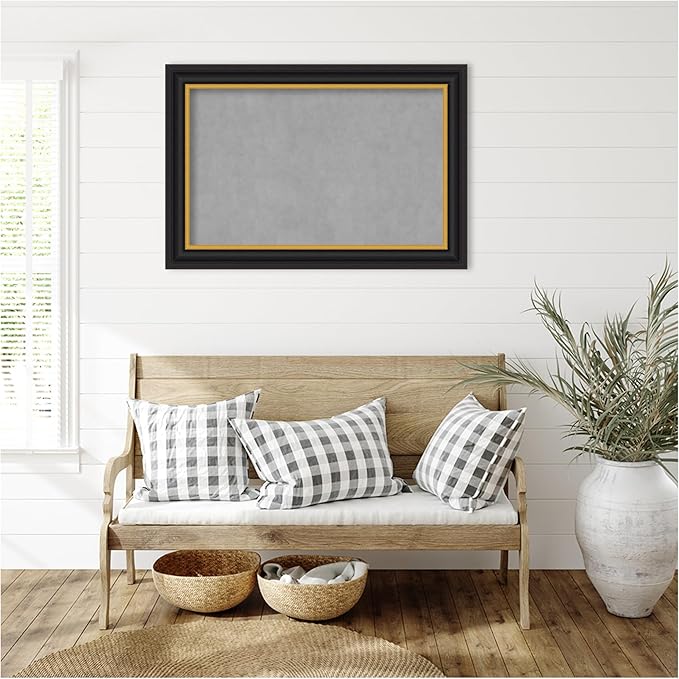 Amanti Art Black Framed Magnetic Board 26x38 Large Vision Board for use with Magnets, 100% Metal Sheet to Display Items as Office Decor or for Home Organization in mudroom, Kitchen or Kids Room