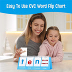 CVC Word Flip Chart - Double Sided 40 Short Vowel Word Flashcards, Freestanding, Educational Learning Tool for School Supplies