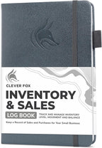 Clever Fox Inventory & Sales Log Book for Small Business – Inventory Ledger Book, Inventory Notebook, Order Tracker Book for Purchases, Sales & Reorders – Undated, Hardcover, A5, Silver Black