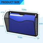 GDINDINFAN 3 Single Pocket Wall File Holder, Mesh Hanging File Folder Paper Organizer, Vertical Wall Mounted Mail Basket, Storage Organization Magazine Rack for Office, Home and School, Black