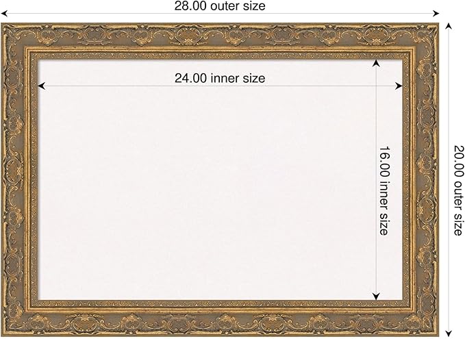 Amanti Art White Cork Board for Wall, 20x28 Vision Board with Gold Frame, Medium Corkboard Office Decor for Home Organization, Traditional Corkboard Pinboard to Display Items for Home Organization