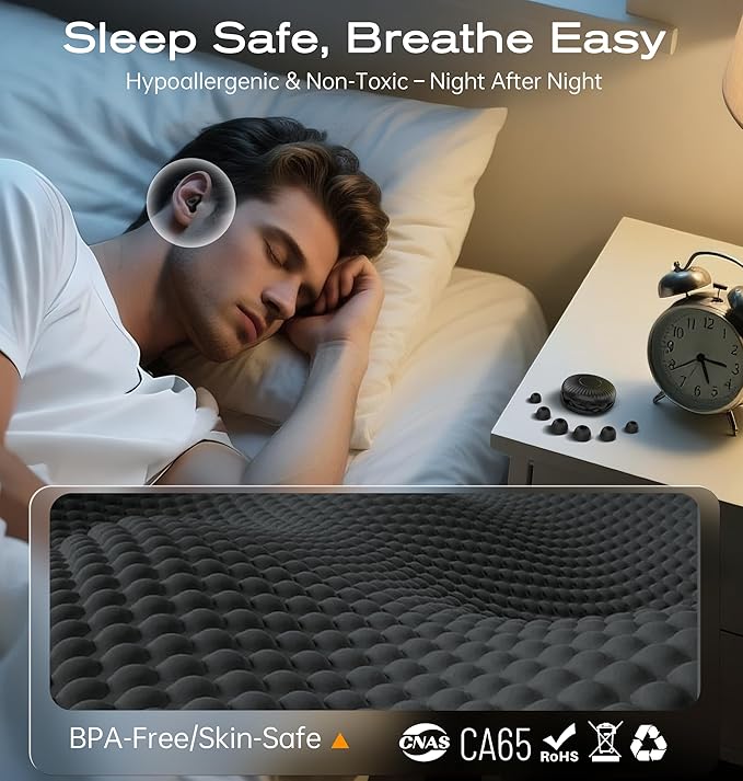Ear Plugs for Sleeping Noise Cancelling, Soft Silicone Earplugs for Side Sleepers, 45dB Reusable Noise Reduction Ear Plugs with 8 Ear Tips, Hearing Protection for Concerts and Travel