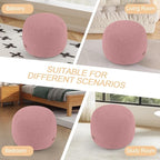 MeMoreCool Stuffed Round Pouf Ottoman Foot Rest, Floor Pouf Foot Stool with Soft Foam Chunk Filling, Small Round Ottoman Footstool Circle Footrest for Living Room, Pink