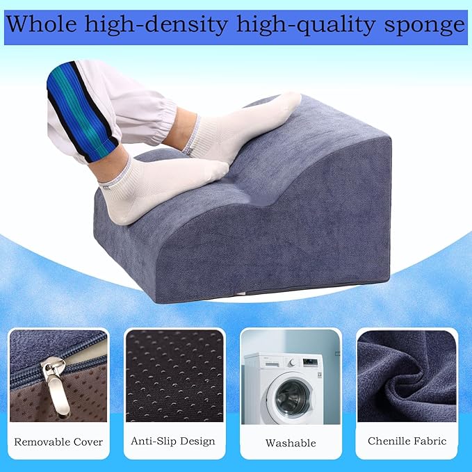 OpyTikar Foot Rest for Under Desk at Work.Multifunctional 3-Tier Foot Stool,with Washable Footrest.for Under Desk,Office Chair Gaming Chair & Sofa,Leg Elevation Pillow,Supports Posture-Light Blue