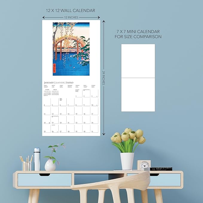 Graphique 2026 Japanese Art Collection Wall Calendar | 12” x 12” | Thick Paper | Home & Office Organizer | Large Monthly Grid | 3 Languages & Marked Holidays | 4 Month Preview Page for 2027