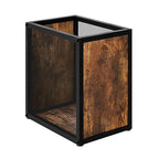 YATINEY Office Trash Can, 4 Gallon Garbage Can, Metal Wastebasket with Wood-Look Panels, Industrial Style Trash Can for Office, Study, Rustic Brown and Black WB03BR