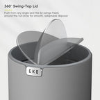 EKO Fandy 0.58 Gal/2.2L Mini Trash Can with Lid, Swing-Top Desktop Trash Can for Bathroom, Countertop, Vanity, Desk or Office, Small Garbage Bin (Grey)