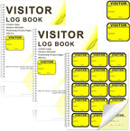 2 Pack Visitor Badges with Carbon Copy Visitor Stickers Letter Size Visitor Log Book Protecting Privacy Pages Register Book Business Guest Name tag for School Clinics Church 900 Badges 120 Memo Pages