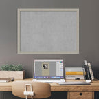 Amanti Art Grey Framed Magnetic Board 22x30 Medium Vision Board for use with Magnets, 100% Metal Sheet to Display Items as Office Decor or for Home Organization in mudroom, Kitchen or Kids Room