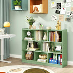 Giantex 8 Cube Bookcase, Freestanding 3-Tier Open Bookshelf, Modern Storage Display Cabinet, Wood Cube Storage Organizer for Living Room, Kid’s Room, Mint Green