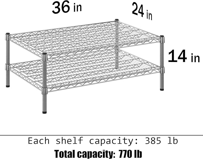 Regal Altair 24" Deep x 36" Wide x 14" Height Wire Shelving Kit | 2-Tier | NSF Commercial Storage Rack Unit