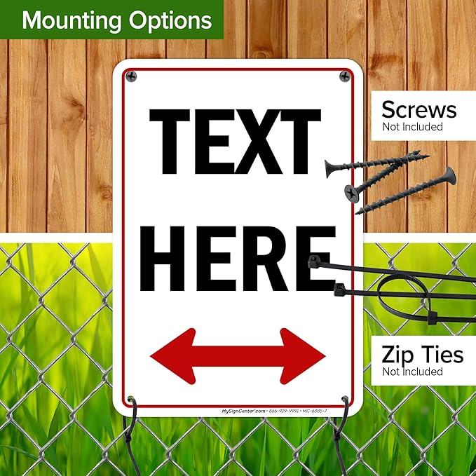 Custom Arrow,Custom Directional Sign, Two Way Arrow,7x10 Inches, 55 mil thick HDPE (high density polyethylene) Made in USA by My Sign Center