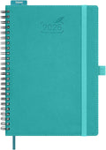 BEZEND 2026 Planner Weekly and Monthly (6" x 8.5" Spiral) Daily Calendar with Hourly Timeslots & Tabs (Jan-Dec) Note & Expenses, Pen Holder, Inner Pocket, Vegan Leather Softcover - Turquoise
