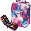 JAKAGO 274 Slots Colored Pencil Case Large Capacity Pen Holder for Artist Painter Zipper Organizer Bag for Marker Highlighter Storage Case for Office Sketch Travel Supplies(Fireworks)