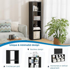 Jpiziso 4 Cube Storage Organizer Single Row, Cube Shelf with Heavy-Duty Thick Boards, 13.31" L x 9.37" W x 48.82" H, Smooth Easy-Clean Panels, Simple Assembly, for Living Room Bedroom Office, Black