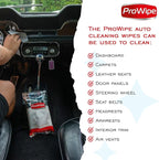 Prowipe Car Cleaning Wipes - Car Interior Cleaner, Dashboard Cleaner, 1x40 Count Residue-Free Wipes for Interior Surfaces, From Dashboard to Leather Seats, Must Have Accessories
