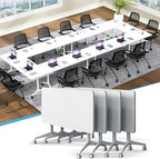 Conference Table,55.1''Folding Conference Room Table for 4-12 People,Mobile Flip Top MeetingTraining Table with Different Coulor and Styles for Offices, Classrooms,Meeting Room (4, 47.2''C)