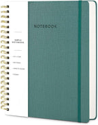 Oneirom Spiral Notebook - 8.5 x 10.98 Inch Large Hard Cover Notebook with Elastic Band & Pocket, 252 Pages, Lay Flat Wirebound Journal for Work, School, Planning & Note Taking Green