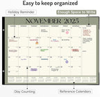 Forvencer 22" x 17" Large Desk Calendar 2026, 20 Months Calendar Runs from November 2025 to June 2027, 2026 Desk Calendar Monthly Planner with Plastic Cover for Home School Office, Green