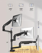 Ergounion Triple Monitor Mount, Holds Screens up to 40 Inches and 25 lbs, Fully Adjustable 3 Monitor Desk Mount with C-Clamp and Grommet Base, Aluminum, Black