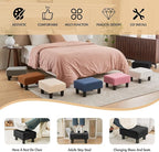 BRIAN & DANY Small Foot Stool Ottoman, Footstool with Legs, Teddy Velvet Foot Rest for Living Room, Bedroom and Office, Black