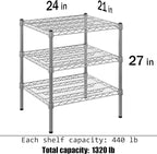 Regal Altair 21" Deep x 24" Wide x 27" Height Wire Shelving Kit | 3-Tier | NSF Commercial Storage Rack Unit