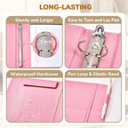 JoyCat 3 Ring Binder Clipboard with Storage,12.4"x10.2"Magnetic Clipboard Folder with 5 Expandable Folders,Refillable Lined Notepad (11" x 8.5"),Ideal for School Office Nursing(Pink)
