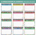 Desk Calendar 2026-2027, Jan 2026 to Jun 2027 - Large 17" x 12" Monthly Calendar with To-Do List and Notes for Home, Office or School, Cartoon Floral