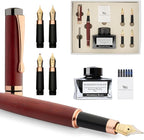 Wordsworth & Black Fountain Pen Gift Set, Includes Ink Bottle, 6 Ink Cartridges,Refill Converter, 4 Replacement Nibs, Luxury Bamboo, Journaling, Calligraphy, Smooth Writing Pens [Violet Wood]