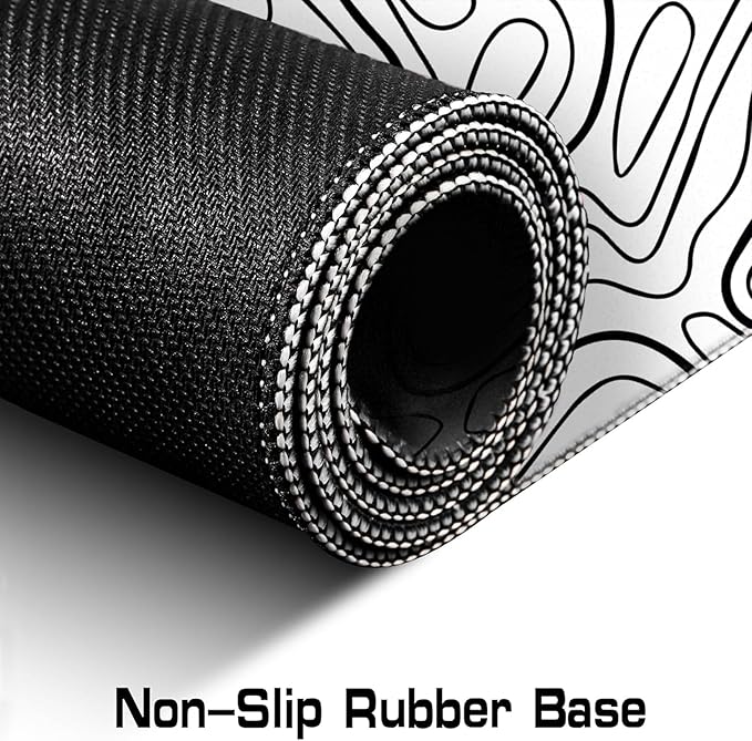 Wave Pattern Laptop Anti Slip Mouse Pad, Office Accessories Decorative Stitching Edge Gaming Mouse Pad 34.5x15.7 Inches