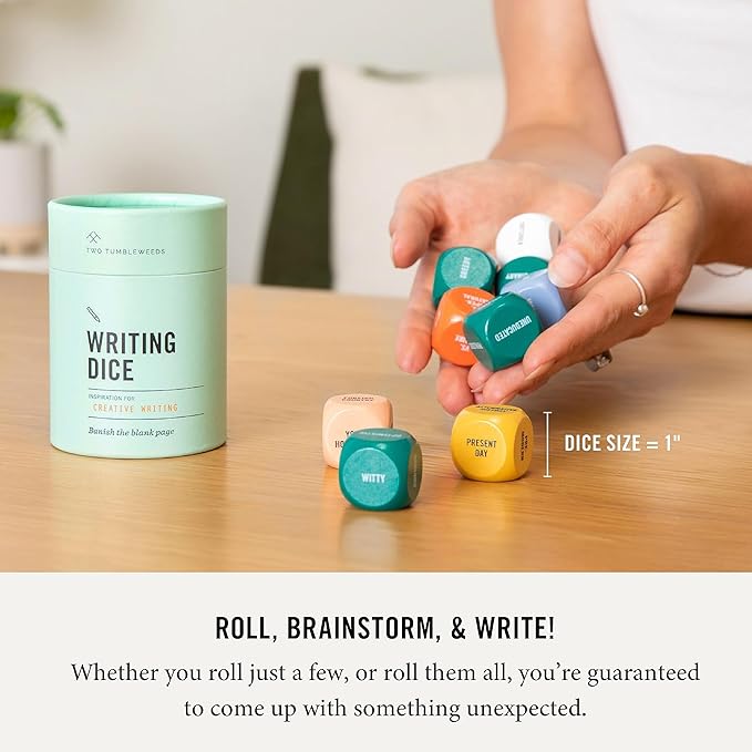 Two Tumbleweeds Writing Dice Set of 9 for Story Inspiration for Writers to Overcome Creative Block - Thoughtful Writer Gifts for Authors and Aspiring Novelists