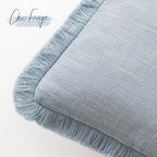 Foindtower Set of 2 Decorative Linen Fringe Throw Pillow Covers Cozy Boho Farmhouse Cushion Cover with Tassels Soft Accent Pillowcase for Couch Sofa Bed Living Room Home Decor,26×26 Inch,Sky Blue
