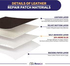 Besezx Leather Repair Patch Tape Kit, Self Adhesive Leather Repair for Furniture, Couch, Sofa, Car Seats,Office Chair,Vinyl Repair Kit.60inx16in