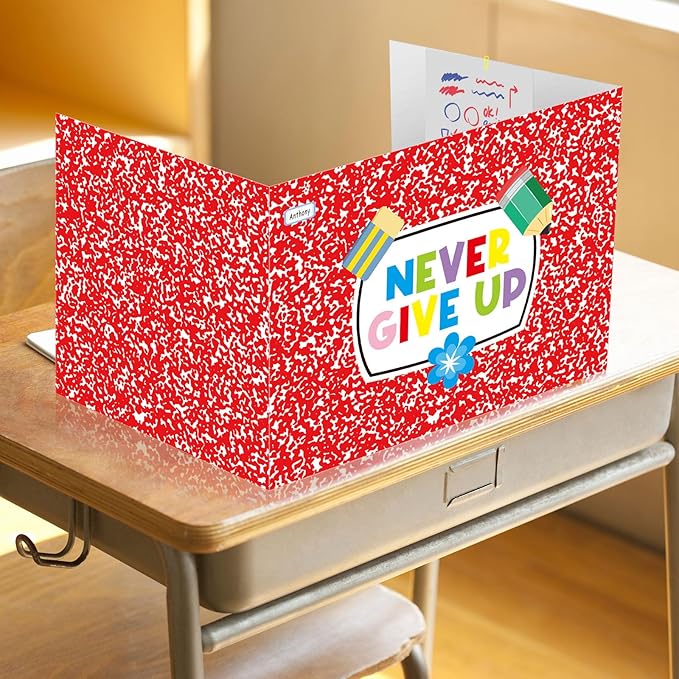 Cinrobiye 24 Pcs Inspirational Privacy Folders Standard for Students Cardboard Shields Test Privacy Boards Motivational Words Desk Dividers Shield for Classroom School Study Supplies (Colorful)