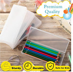 Fainne 24 Pcs Plastic Pencil Case Bulk Pencil Boxes Plastic Stationery Case Frosted Pen Box Pen Holder with Hinged Lid Snap Closure for Office(Single Layer,White,7.68 x 2.6 x 1.18 Inch)
